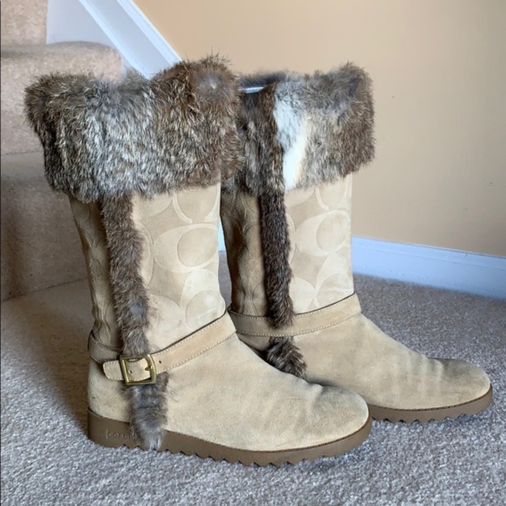 Coach nubuck and fur winter boots